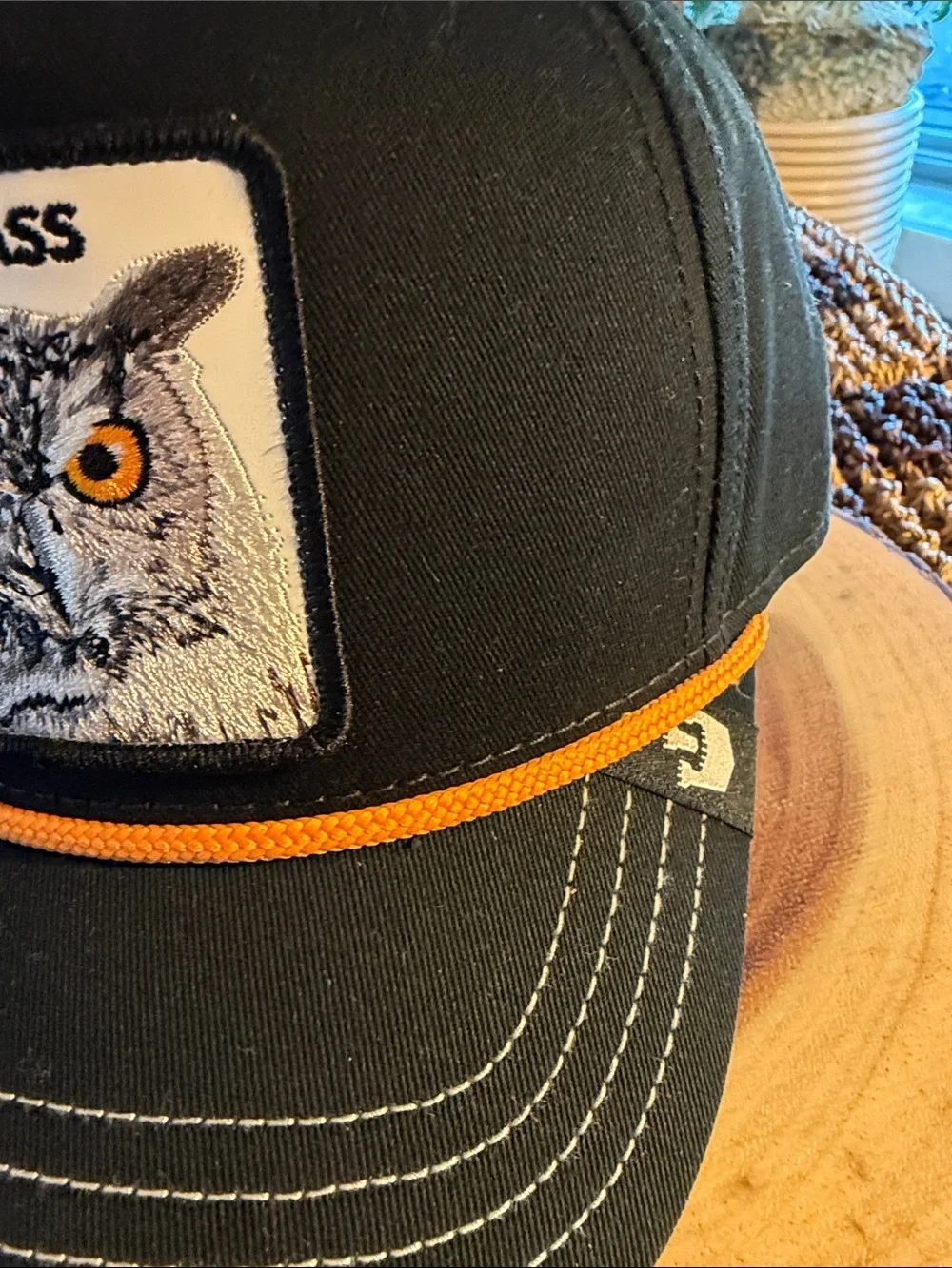 Goorin Bros The Farm Wise Ass Owl Snapback Hat Black Orange NWT